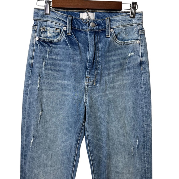 7 For All Mankind Ultra High Rise Dojo Jeans Sz 27 Light Wash Distressed Flare - Picture 2 of 8